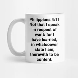 Philippians 4:11 King James Version Bible Verse Typography Mug